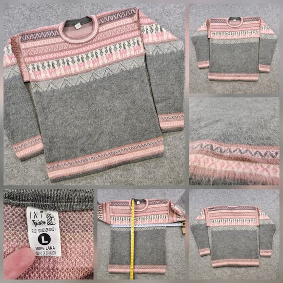 Tejidos Sweater Womens Large Llama Alpaca Wool Pullover Ecuador Knit Crewneck - Picture 1 of 13
